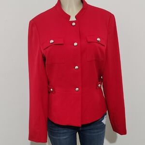Rafaella Studio Red Blazer with Silver Buttons Long Sleeves Saze 12
